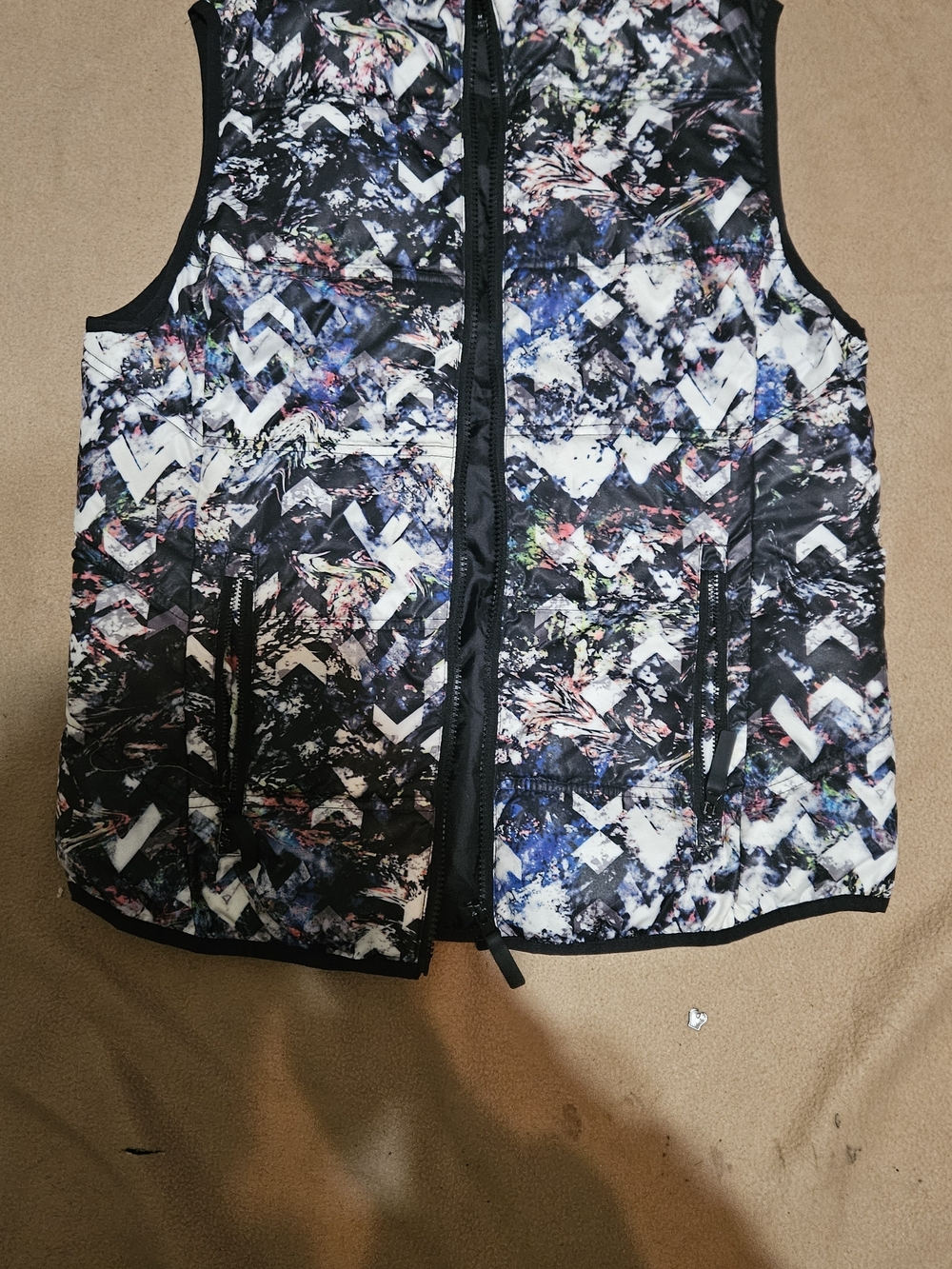 Tribal Black Multicolor Abstract Quilted Vest